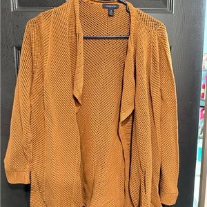 Lands' End Brown Open-Front Cardigan